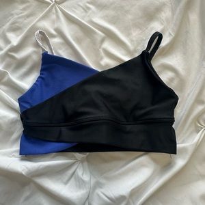 five dancewear sports bra dance top black and blue size medium adult